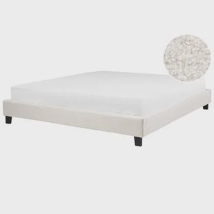 Beliani-ROANNE-Tweepersoonsbed-Lichtbeige-180 x 200 cm-Bouclé