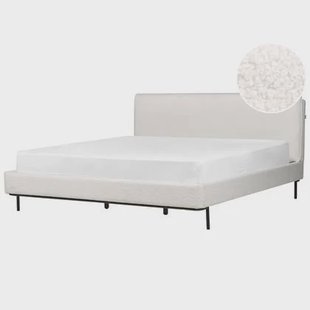 Beliani-CORIO-Tweepersoonsbed-Gebroken wit-180 x 200 cm-Bouclé