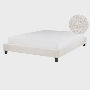 Beliani-ROANNE-Tweepersoonsbed-Lichtbeige-140 x 200 cm-Bouclé