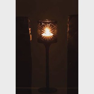 J-Line theelichthouder op voet Santorini - glas - blauw - sm