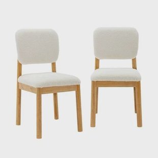 sweeek - Heveahout en boucléstoffen stoel (set van 2)