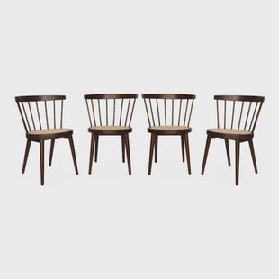 sweeek - Houten en rotan stoelen (set van 4)