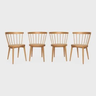 sweeek - Houten en rotan stoelen (set van 4)