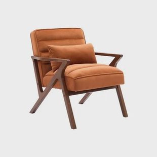 sweeek - Scandinavische fauteuil in heveahout en velours sweeek - Scandinavische fauteuil in heveahout en velours