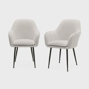 sweeek - Bouclé fauteuil met metalen poten (set van 2)