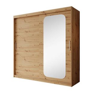 Meubella - Kledingkast Pete - Eiken - 200 cm - Met spiegel