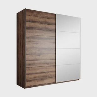 Meubella - Kledingkast Brown - Eiken - 180 cm - Met spiegel