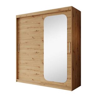 Meubella - Kledingkast Pete - Eiken - 180 cm - Met spiegel