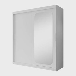 Meubella - Kledingkast Pete - Wit - 180 cm - Met spiegel