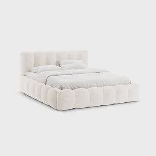 Micadoni Lupine Bedframe met Opbergruimte 180 x 200 cm - Chenille - Lichtbeige