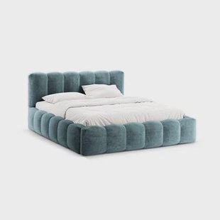 Micadoni Lupine Bedframe met Opbergruimte 160 x 200 cm - Chenille - Denimblauw