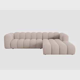 Micadoni Lupine 4-zits Hoekbank met Chaise Longue Rechts - Chenille - Beige