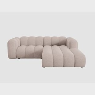 Micadoni Lupine 3-zits Hoekbank met Chaise Longue Rechts - Chenille - Beige