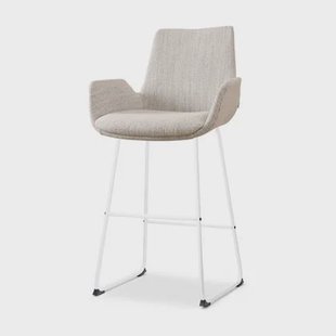 Nolon Nino-Eef Barkruk Beige Gemêleerd - met Armleuning - Wit - 75 cm