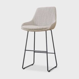 Nolon Nino-Isa Barkruk Beige Gemêleerd - Stof - Zwart Onderstel - 75