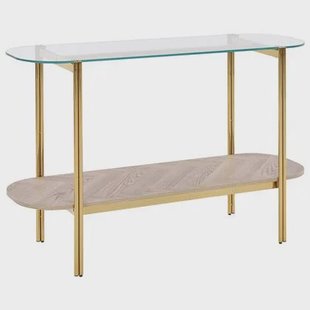 Beliani - LOVELL - Sidetable - Lichtbruin|Goud - Hout