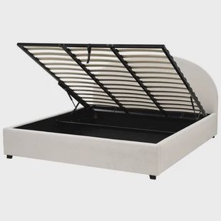 Beliani-VAUCLUSE-Bed met opbergruimte-Lichtbeige-180x200 cm-Polyester