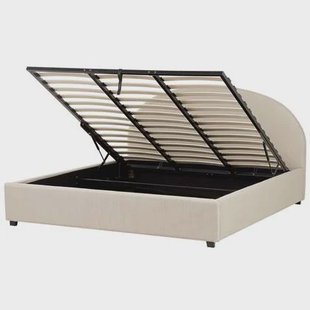 Beliani-VAUCLUSE-Bed met opbergruimte-Beige-180 x 200 cm-Polyester