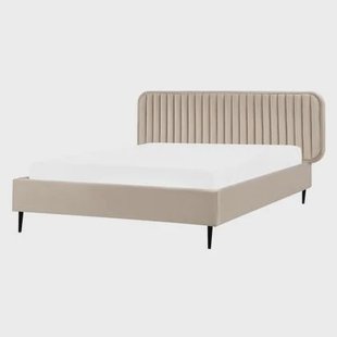 Beliani - BRIN - Tweepersoonsbed - Taupe - 140 x 200 cm - Fluweel