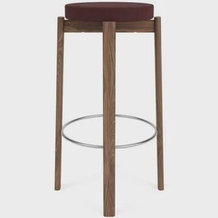 Audo Copenhagen Passage barkruk H76 walnoot Vidar Burgundy 0693|staal Audo Copenhagen Passage barkruk H76 walnoot Vidar Burgundy 0693|staal