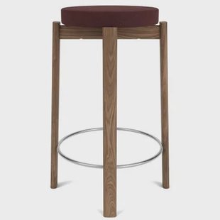 Audo Copenhagen Passage barkruk H66 walnoot Vidar Burgundy 0693|staal