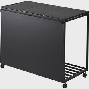 Yamazaki Afvalscheidingsprullenbak met wielen - 3 comp - Tower - Zwart