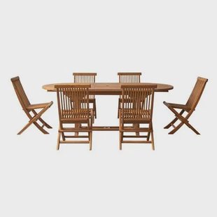 Tikamoon - Capri - Ovale tuinset in massief acaciahout met 6 stoelen