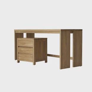 Tikamoon - Eden - Bureau van massief eiken met opbergkastje Tikamoon - Eden - Bureau van massief eiken met opbergkastje