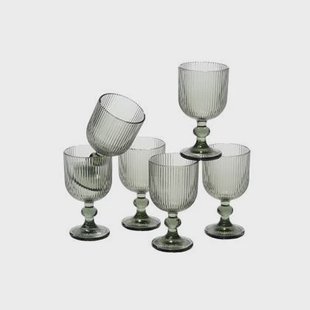 Mica Decorations Merlot Wijnglas - Set van 6 - 250 ml - Grijs