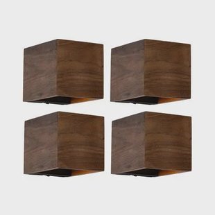QAZQA Set van 4 smart wandlampen walnoot hout incl. Wifi G9 -