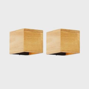 QAZQA Set van 2 smart wandlamp eiken hout incl. Wifi G9 - Transfer