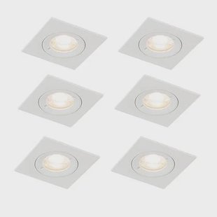 QAZQA Set van 6 inbouwspots wit vierkant GU10 50mm IP44 - Xena