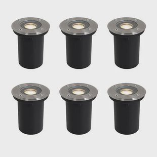 QAZQA Set van 6 moderne buiten grondspots staal 35 mm verstelbaar