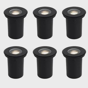 QAZQA Set van 6 moderne buiten grondspots zwart 35 mm verstelbaar