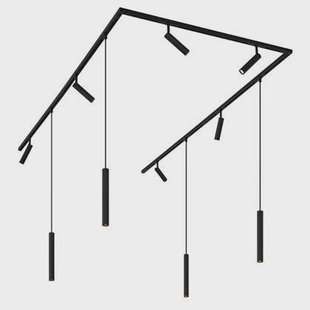 QAZQA Modern railsysteem met 6 spots en 4 hanglampen zwart 1-fase -
