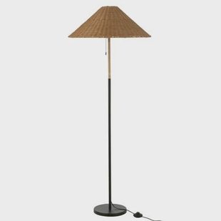 J-Line staande lamp - metaal|rotan - zwart|naturel