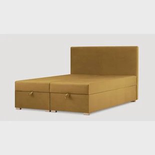by fonQ Ora Boxspring met Relaxfunctie 160 x 200 cm - Fluweel - Okergeel