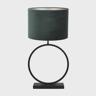 Light & Living Tafellamp Liva|Velours - Zwart|Donkergroen - Ø40x78,5cm