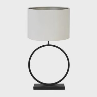 Light & Living Tafellamp Liva|Velours - Zwart|Off white - Ø40x78,5cm