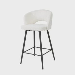 Giga Meubel - Barstoel Bouclé Wit - Japandi - Set van 2