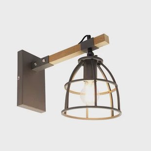 QAZQA Smart wandlamp donkergrijs met hout verstelbaar incl. Wifi A60