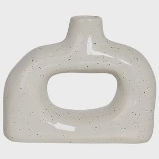 Beliani - MOONEYE - Bloemenvaas - Gebroken wit - 19 cm - Steengoed