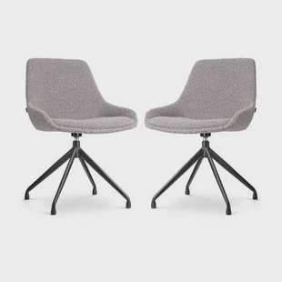 Nolon Nola-Isa Draaibare Eetkamerstoelen Bouclé Taupe - Zwart - 2x