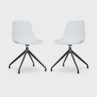 Nolon Nola-Pip Draaibare Eetkamerstoelen Wit - Zwart Onderstel - 2x