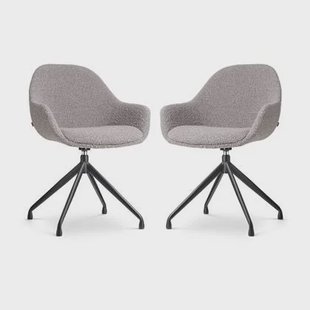 Nolon Nola-Mae Draaibare Eetkamerstoelen Bouclé Taupe - Zwart - 2x