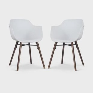 Nolon Nena-Puk Eetkamerstoelen Set van 2 - Wit - Walnoot Poten Nolon Nena-Puk Eetkamerstoelen Set van 2 - Wit - Walnoot Poten