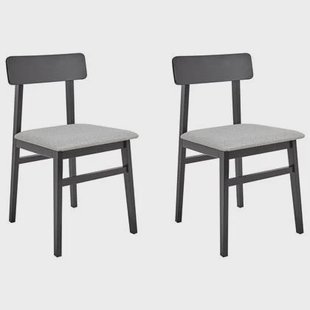 Beliani - STACY - Eetkamerstoelen set van 2 - Lichtgrijs - Rubberhout Beliani - STACY - Eetkamerstoelen set van 2 - Lichtgrijs - Rubberhout