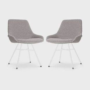 Nolon Noa-Isa Eetkamerstoelen Set van 2 - Bouclé Taupe - Wit