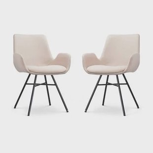 Nolon Noa-Eef Eetkamerstoelen Set van 2 - Beige - Zwarte Poten Nolon Noa-Eef Eetkamerstoelen Set van 2 - Beige - Zwarte Poten