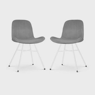 Nolon Noa-Fé Eetkamerstoelen Set van 2 - Velvet Grijs - Witte Poten Nolon Noa-Fé Eetkamerstoelen Set van 2 - Velvet Grijs - Witte Poten